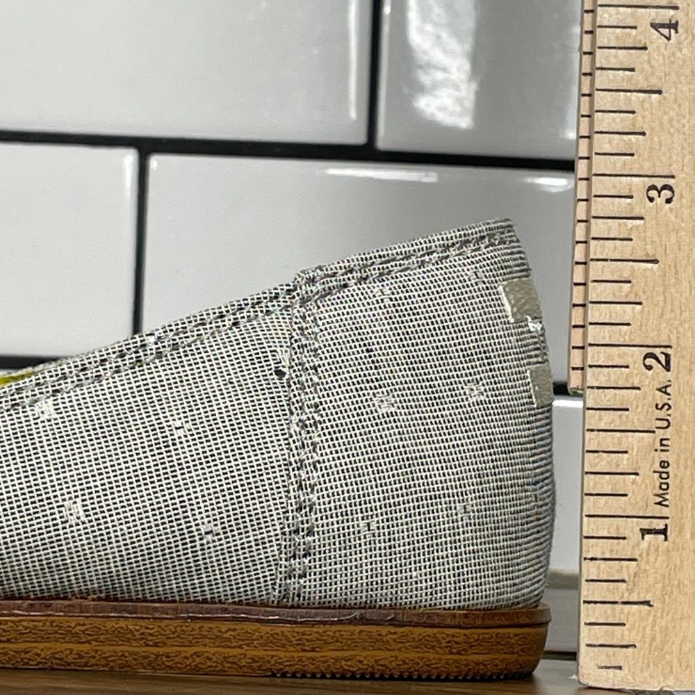 Toms Jutti Womens Size 6 Shoes Grey Chambray Dot Slip On Casual Comfort Flat - Picture 8 of 12